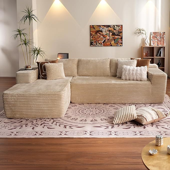 Ovios 106" Cloud Sectional Couch with L-Shape Chaise,Modern Modular Sofa with Deep Seat, Upholstered Couches for Living Room Bedroom,No Assembly Required