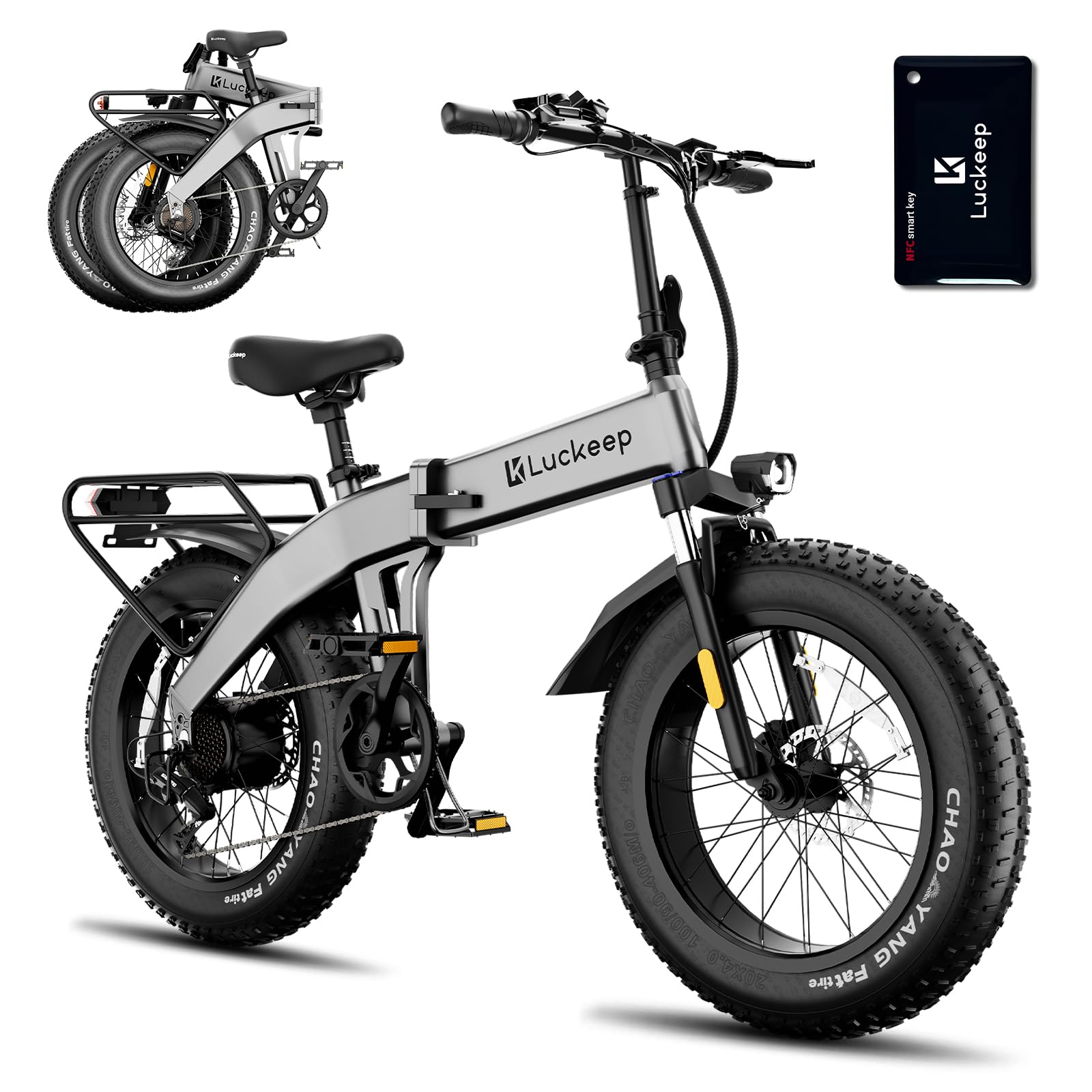 Folding Electric Bike for Adults 1500W Peak Motor, 28MPH 60 Miles,720WH Battery 20" x 4.0" Fat Tire Foldable Ebikes for Adults NFC/Anti-Theft/Hydraulic Brakes E-Bbike Commuter Men