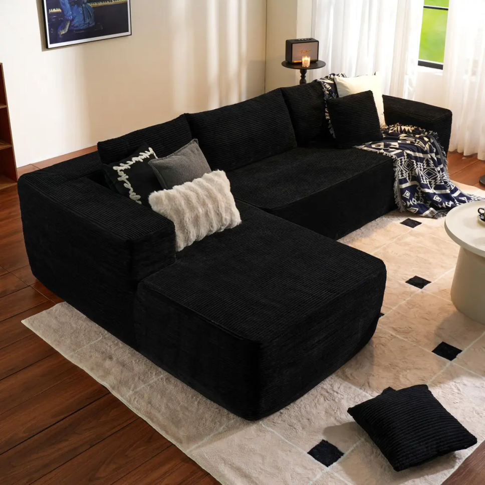 Ovios 106" Cloud Sectional Couch with L-Shape Chaise,Modern Modular Sofa with Deep Seat, Upholstered Couches for Living Room Bedroom,No Assembly Required