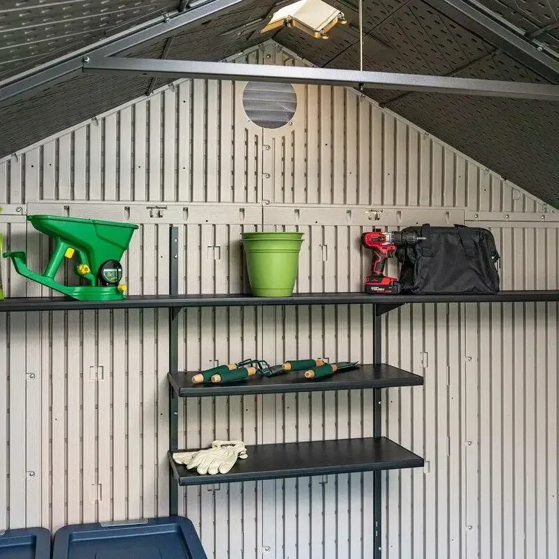 8' wide x 15' deep plastic storage shed