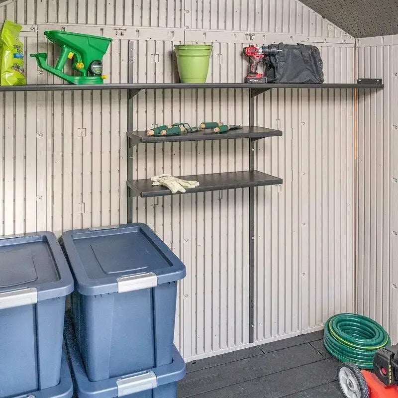 8' wide x 15' deep plastic storage shed