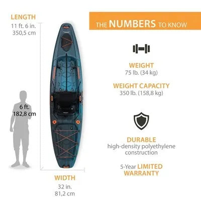 Lifetime Yukon Angler 116 Fishing Kayak (Paddle Included)