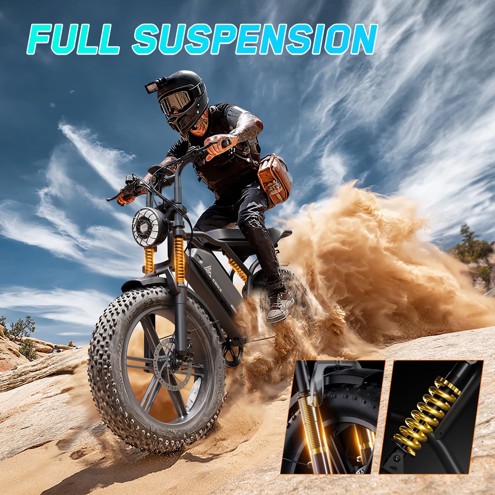 TST Electric Bike for Adults, 1500W Peak Brushless Motor 28 MPH 60 Miles/110 Miles Fat Tire E Bike with 48V 15Ah/ 25Ah Removable Battery 20" Electric Dirt Bike Hydraulic Suspension and 7-Speed