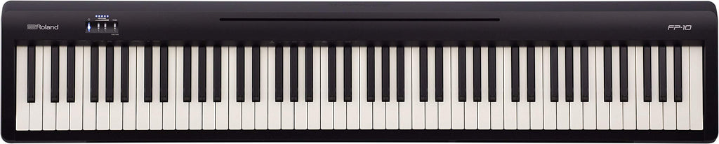 Roland FP-10 Digital Piano - Black Bundle with KSC-FP10 Stand, Bench, Sustain Pedal, Instructional Book, Online Lessons, Instructional DVD, and Austin Bazaar Polishing Cloth