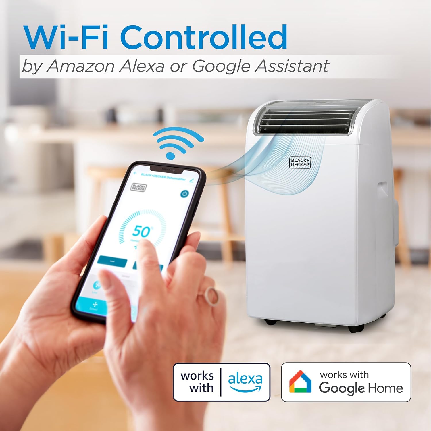 BLACK+DECKER Smart Portable Air Conditioner. 14.000 BTU for Rooms up to 700 Sq. Ft.. Smart Portable AC with Follow Me Remote and Window Kit.
