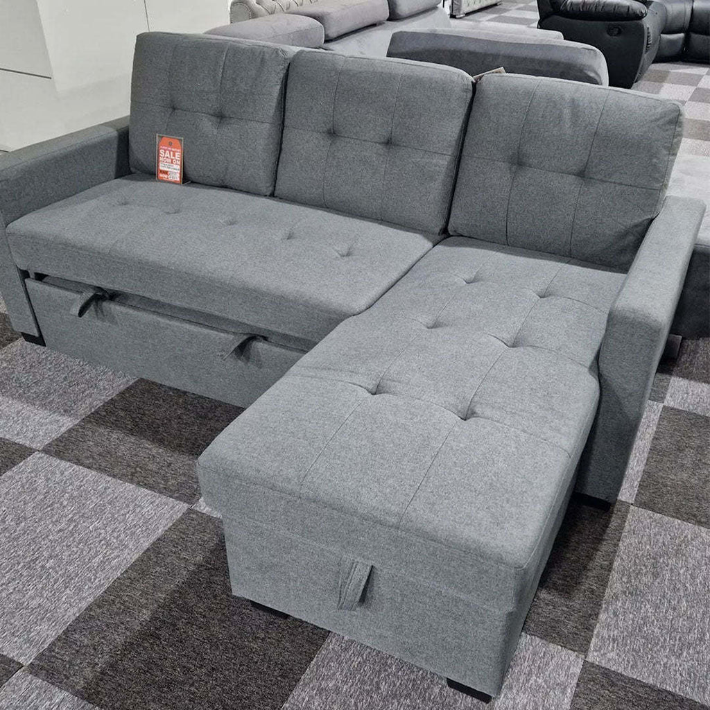More4Homes NEWPORT FABRIC CORNER LARGE 3 SEATER SOFA BED WITH STORAGE LEFT OR RIGHT SIDE