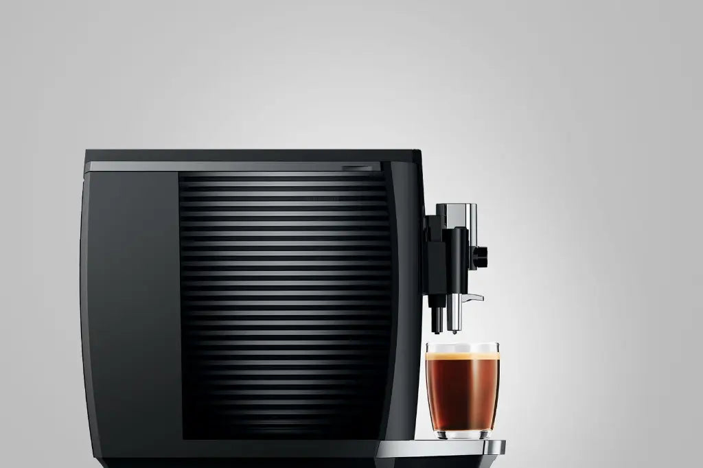 JURA E8 EC Automatic Bean-to-Cup Coffee Machine – Piano Black, Dark Grey & Titanium Grey, 17 Barista-Style Drinks at One Touch