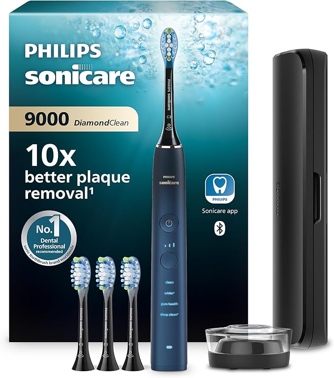 Philips Sonicare DiamondClean 9000 Electric Toothbrush – Smart Sonic Whitening, App Coaching, 4 Modes & 3 Intensities, Aquamarine