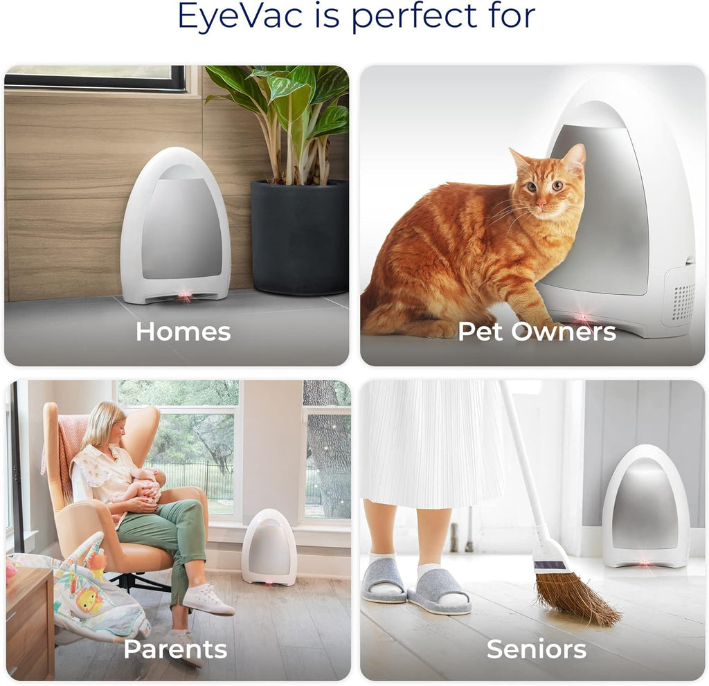 EyeVac Home Touchless Vacuum Automatic Dustpan - Great for Sweeping Pet Hair Food Dirt Kitchen - Ultra Fast & Powerful, No More Bending Down, Bagless, Corded, Automatic Sensors, 1000 Watt