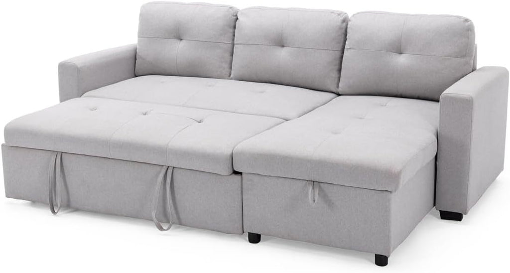 More4Homes NEWPORT FABRIC CORNER LARGE 3 SEATER SOFA BED WITH STORAGE LEFT OR RIGHT SIDE