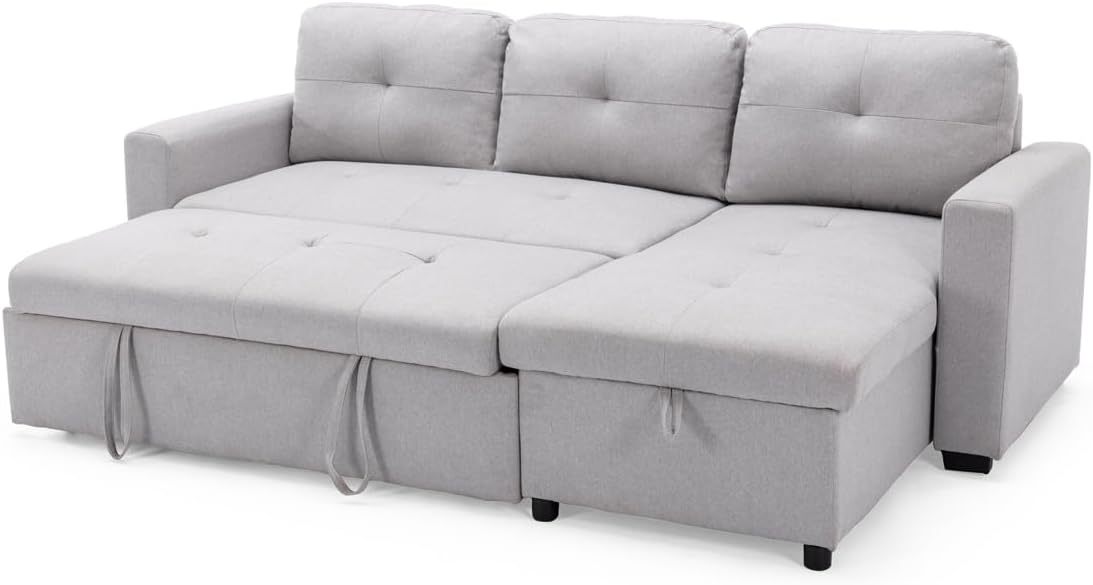 More4Homes NEWPORT FABRIC CORNER LARGE 3 SEATER SOFA BED WITH STORAGE LEFT OR RIGHT SIDE