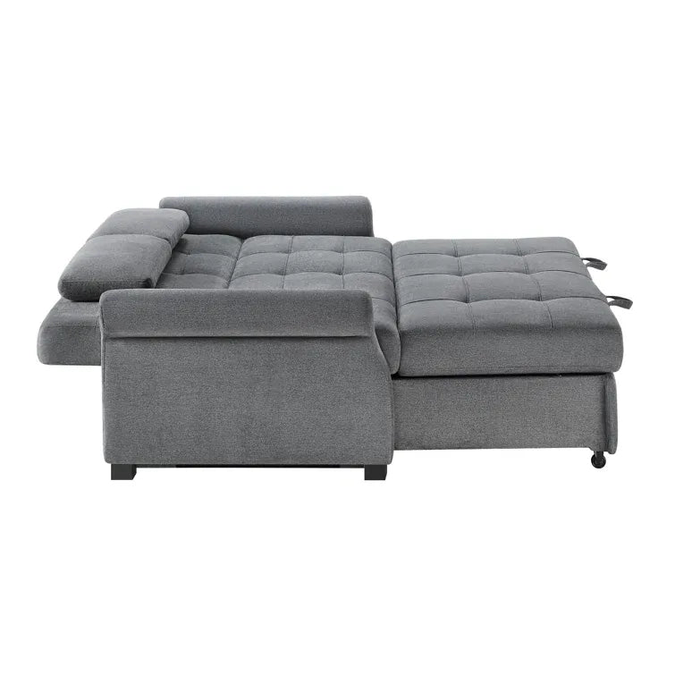 Serta Sabrina 73" Queen Rolled Arm Tufted Back Convertible Sleeper Sofa with Cushions (Dark Gray)