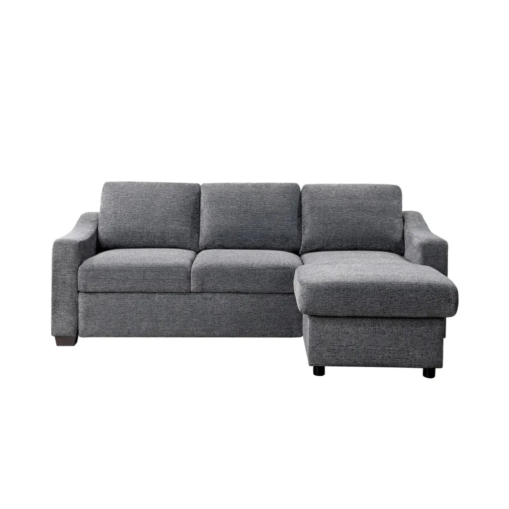 Coddle Aria Fabric Sleeper Sofa with Reversible Chaise and Storage, Beige/Gray