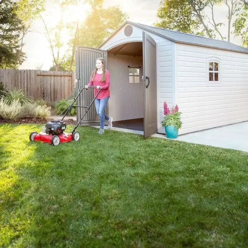 8' wide x 15' deep plastic storage shed