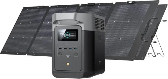 EF ECOFLOW DELTA 2 Solar Generator with 2x220W Portable Solar Panels, 1024Wh LFP Battery, Fast Charging, is a home backup power station, a portable power station for camping and RVs