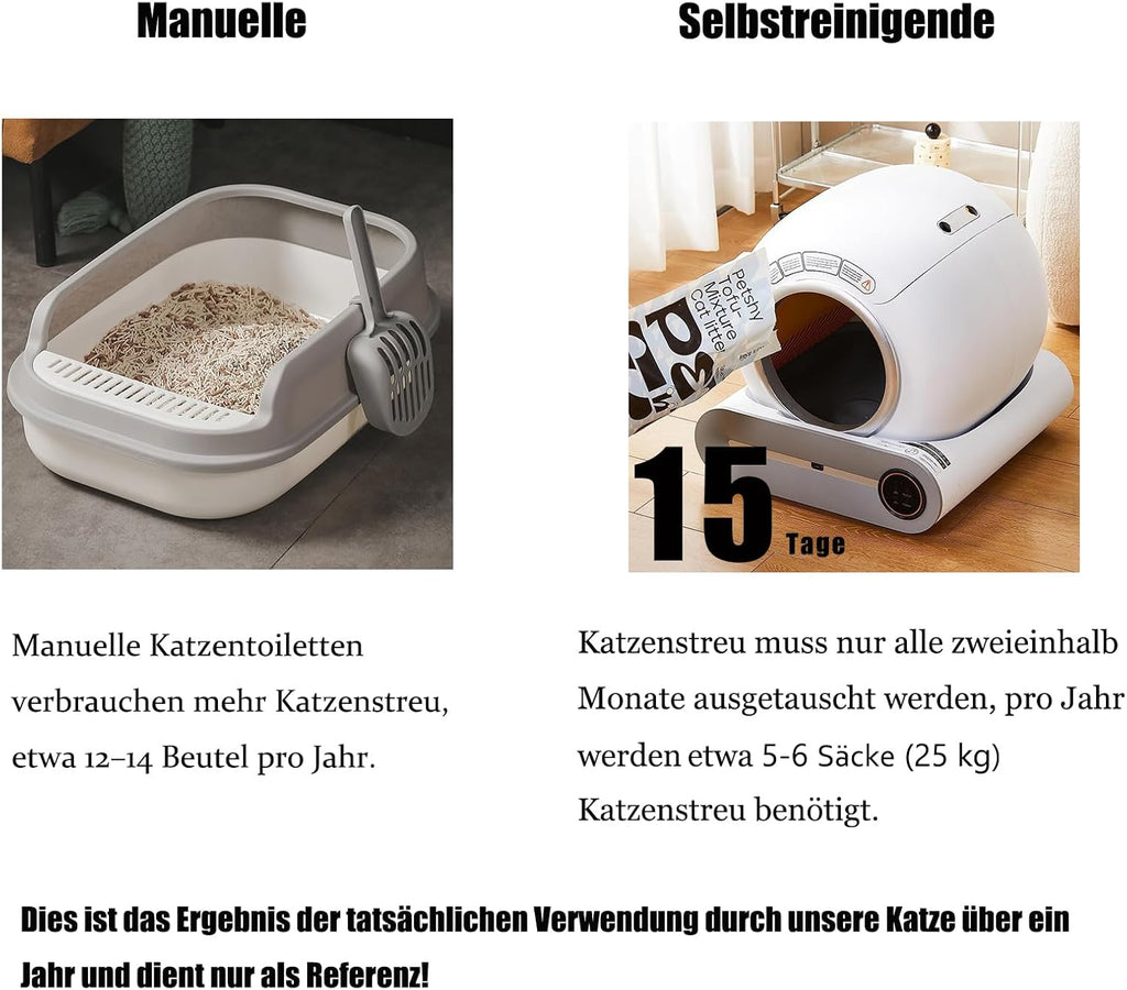 RMAN Self-Cleaning Cat Litter Box Electric with Waste Bag and Mat Large Capacity/App Control/Smart Health/Safe Alert/for Multiple Cats