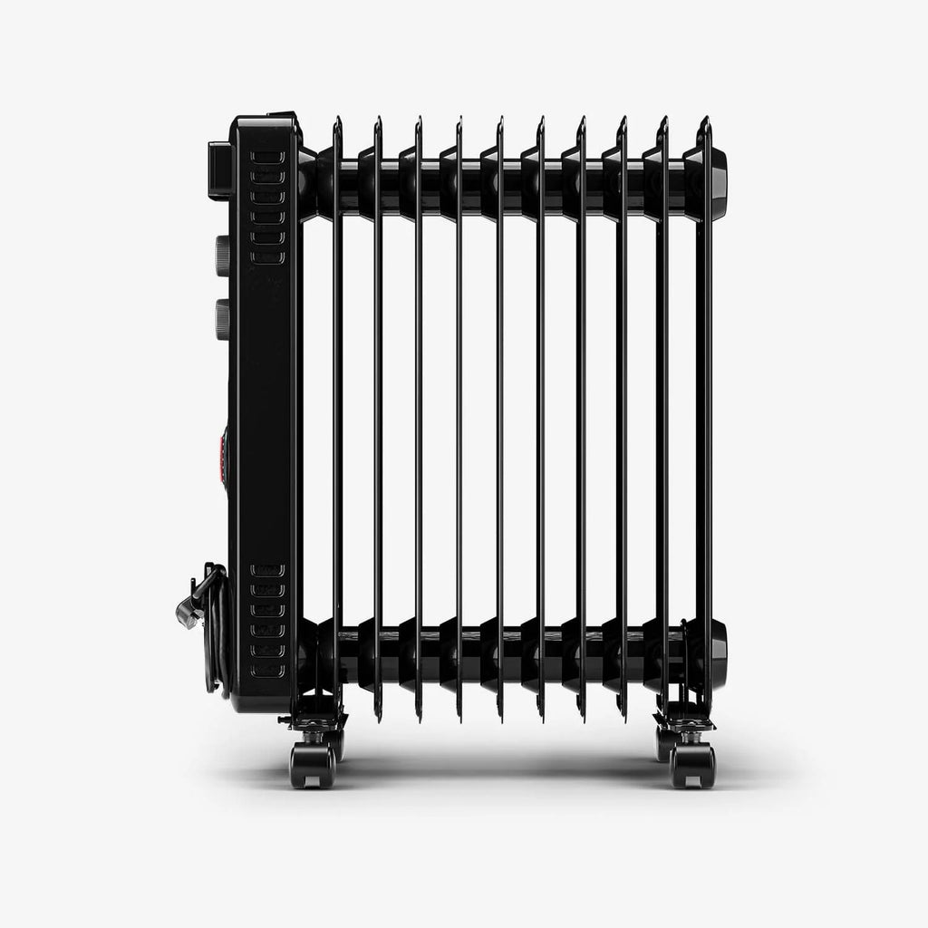2500W 11 Fins Oil Filled Radiator Heater with Thermostat Control - Black