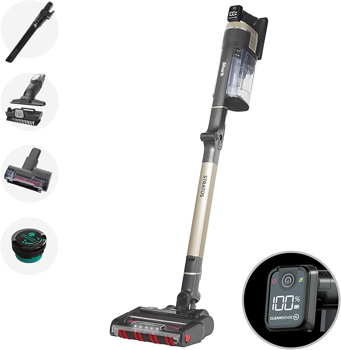 Shark Stratos Cordless Pet Stick Vacuum – Clean Sense IQ, Anti Hair Wrap, Anti-Odour, 60-Min Runtime, Removable Battery (Charcoal/Brass)