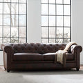 Owen 84” Genuine Leather Rolled Arm Chesterfield Sofa