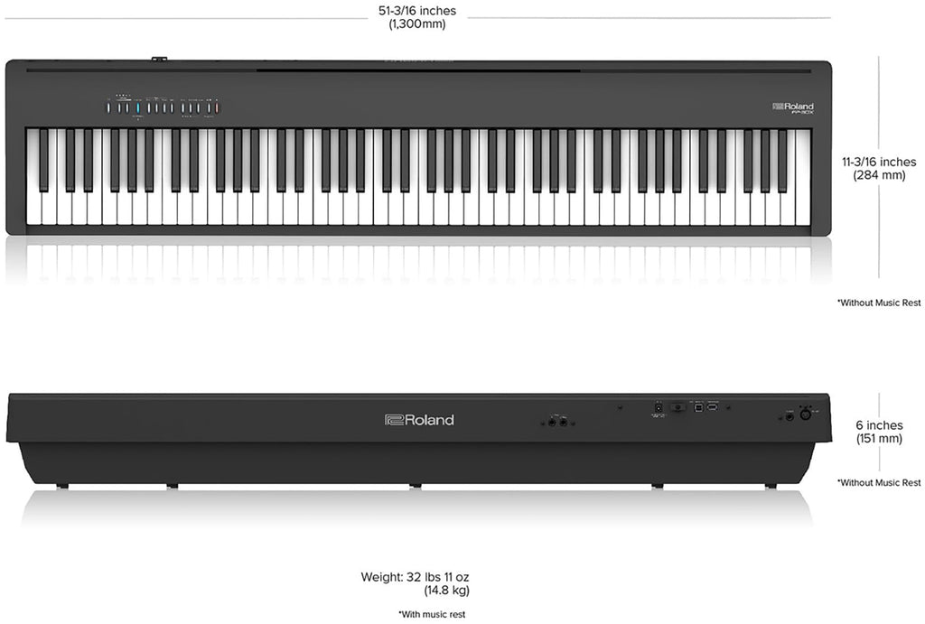 Roland FP-10 Digital Piano - Black Bundle with KSC-FP10 Stand, Bench, Sustain Pedal, Instructional Book, Online Lessons, Instructional DVD, and Austin Bazaar Polishing Cloth