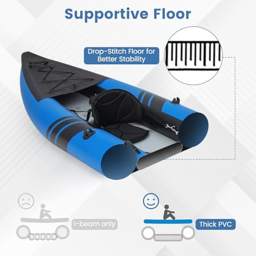 S AFSTAR Inflatable Kayak, 2 Person Canoe with 507 lbs Capacity, Drop-Stitch Floor, All Accessories & Carry Bag, 12.5 ft Large Sit in Tandem Kayak for Fishing, Camping & Exploring for Adults