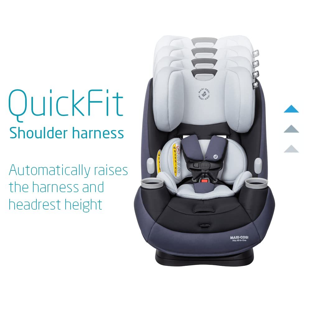 Maxi-Cosi Pria All-in-One Convertible Car Seat, Rear Facing Car Seat for Infants from 4-40 lbs, Forward Facing Car Seat up to 100 lbs in Booster Seat Mode, Midnight Slate