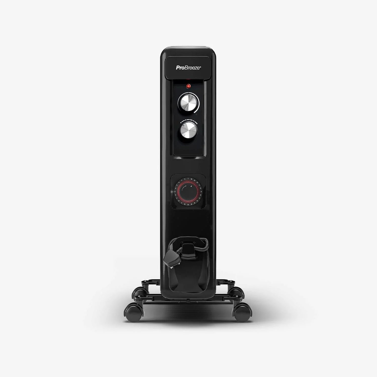 2500W 11 Fins Oil Filled Radiator Heater with Thermostat Control - Black