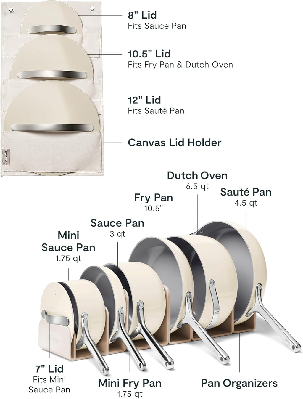Caraway Deluxe Non-stick Ceramic Cookware Set (16 Piece) Pots, Frying Pans, Lids and Kitchen Storage - PFAS & PFOA Free - Oven Safe Pan Set & Compatible with All Stovetops
