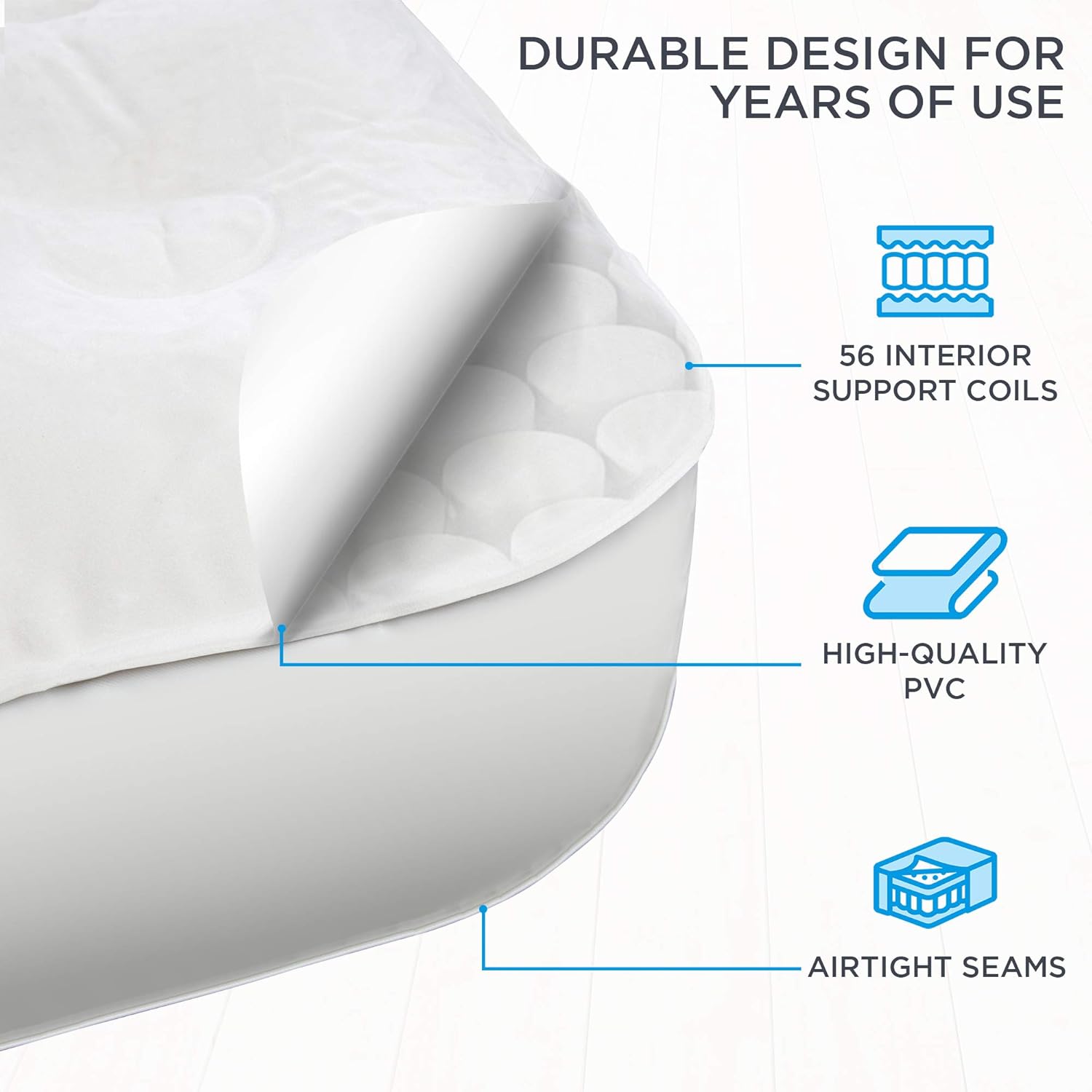 Ivation EZ-Bed Air Mattress with Frame & Rolling Case, Self Inflatable, Blow Up Bed Auto Shut-Off, Comfortable Surface AirBed, Best for Guest, Travel, Vacation, Camping