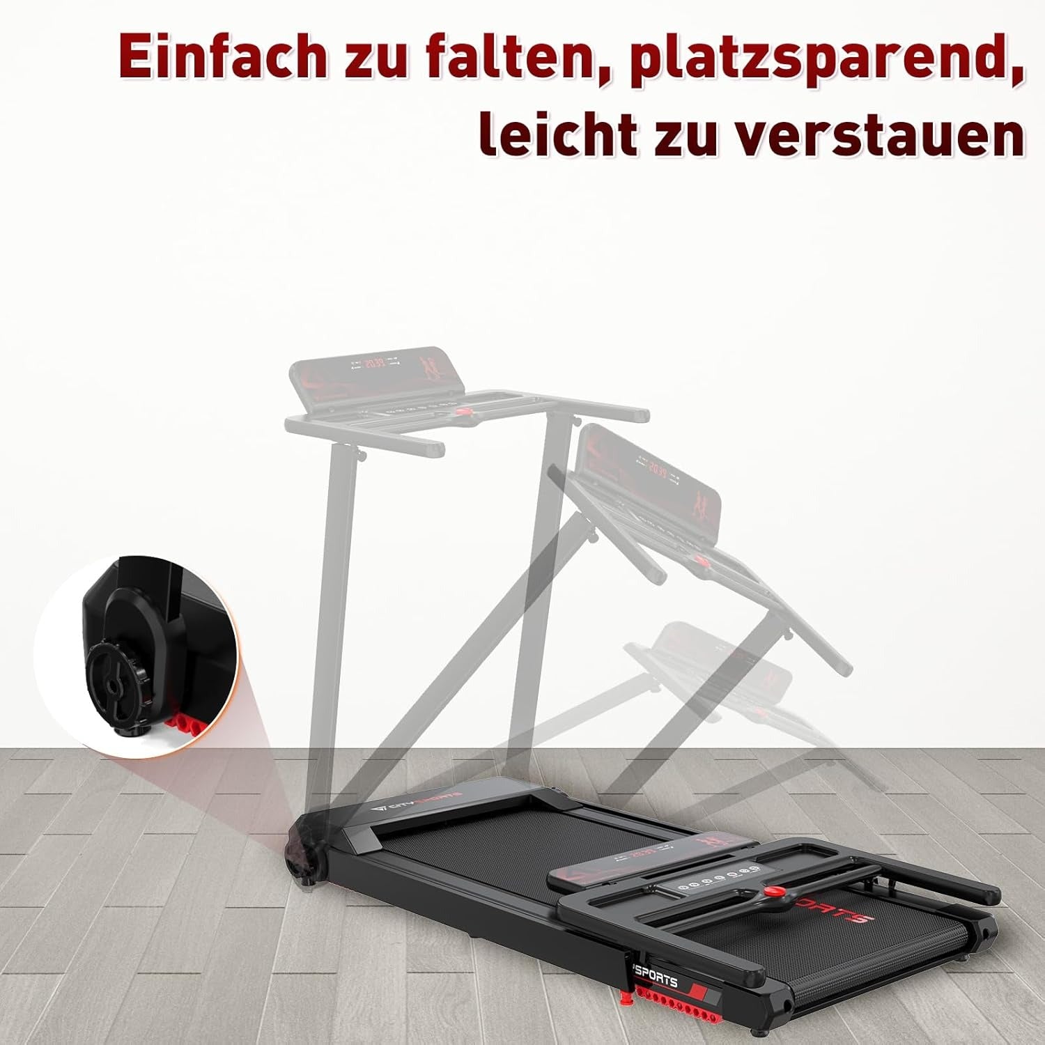 CITYSPORTS Elektrische Loopband, Opvouwbare Loopband voor Thuis tot 12 km/u, met LED Display, APP en 360° Tablet Houder, Compacte Wandelband voor Thuis en Kantoor