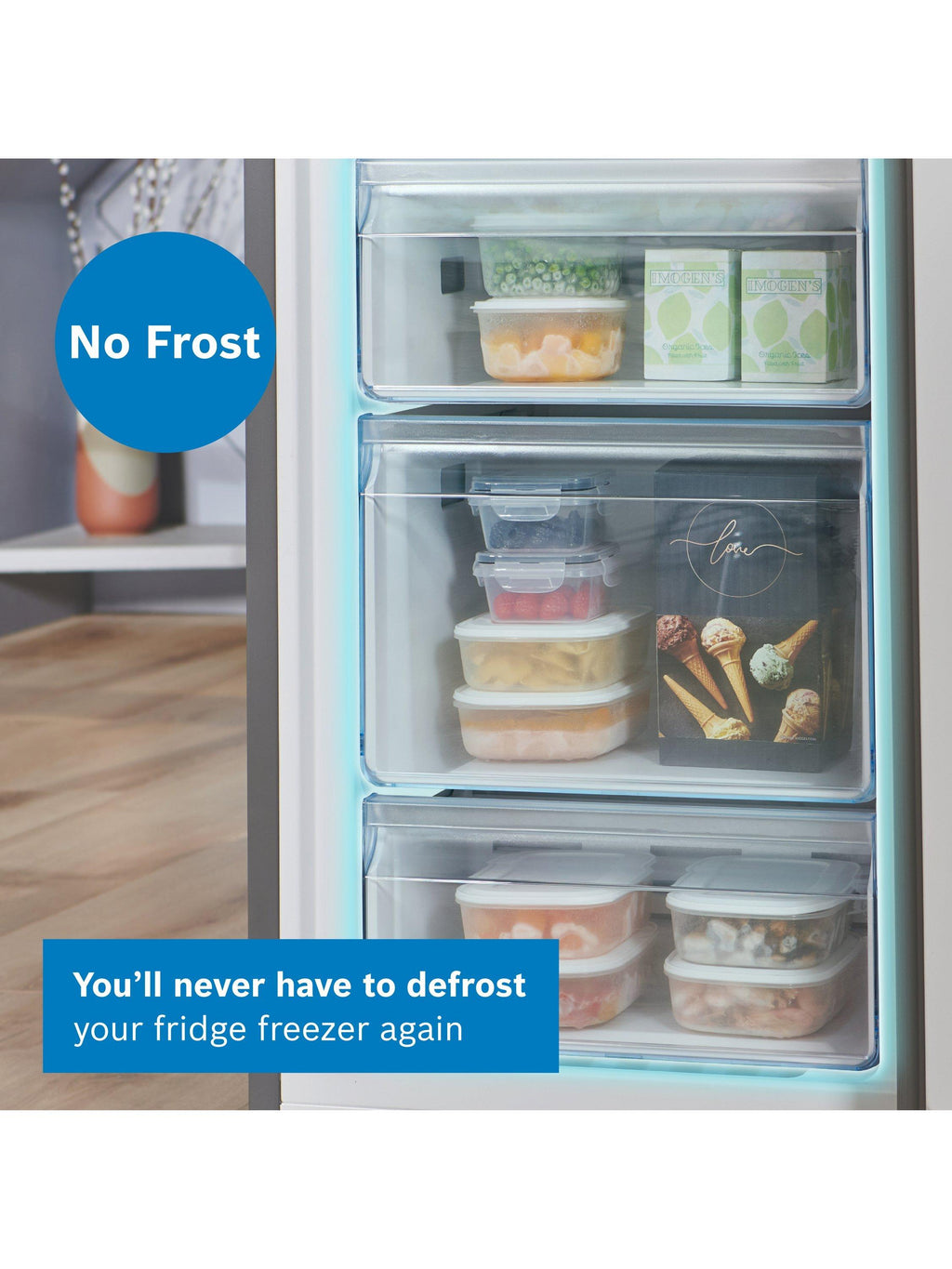 Bosch KGN34NWEAG Freestanding 297L 50/50 No Frost Fridge Freezer