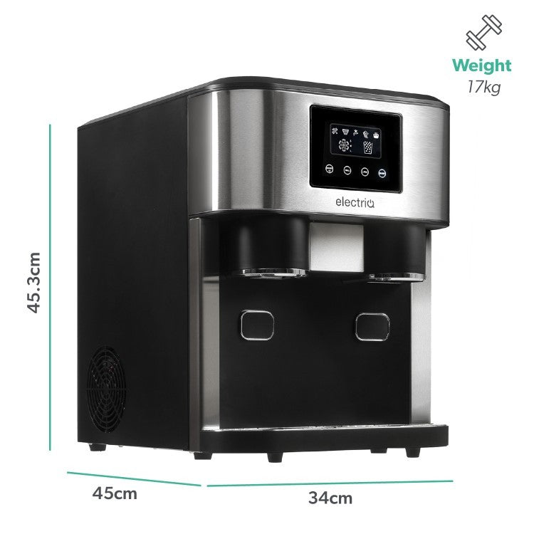 electriQ Countertop Ice Maker with Ice Crusher and Water Dispenser, Stainless Steel/Black