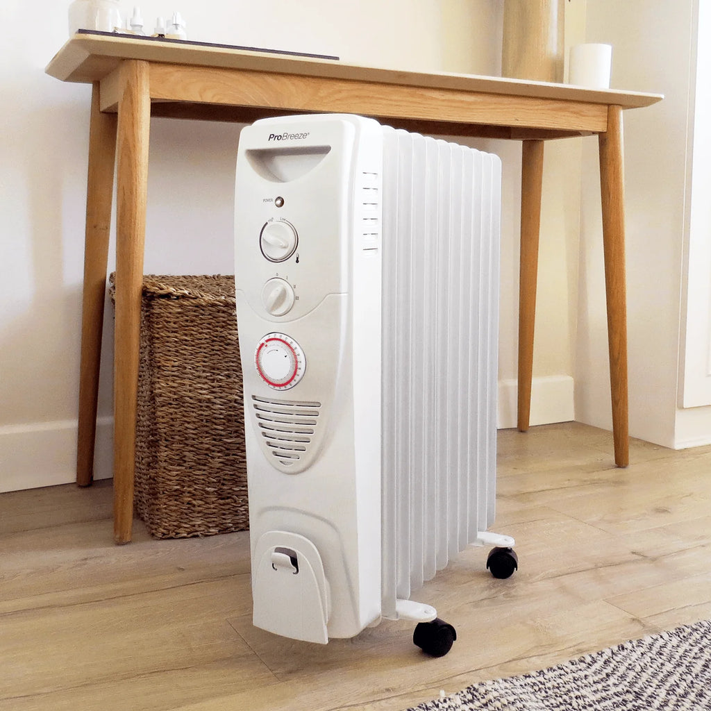 2500W Oil Filled Radiator Heater with 11 Fins - White