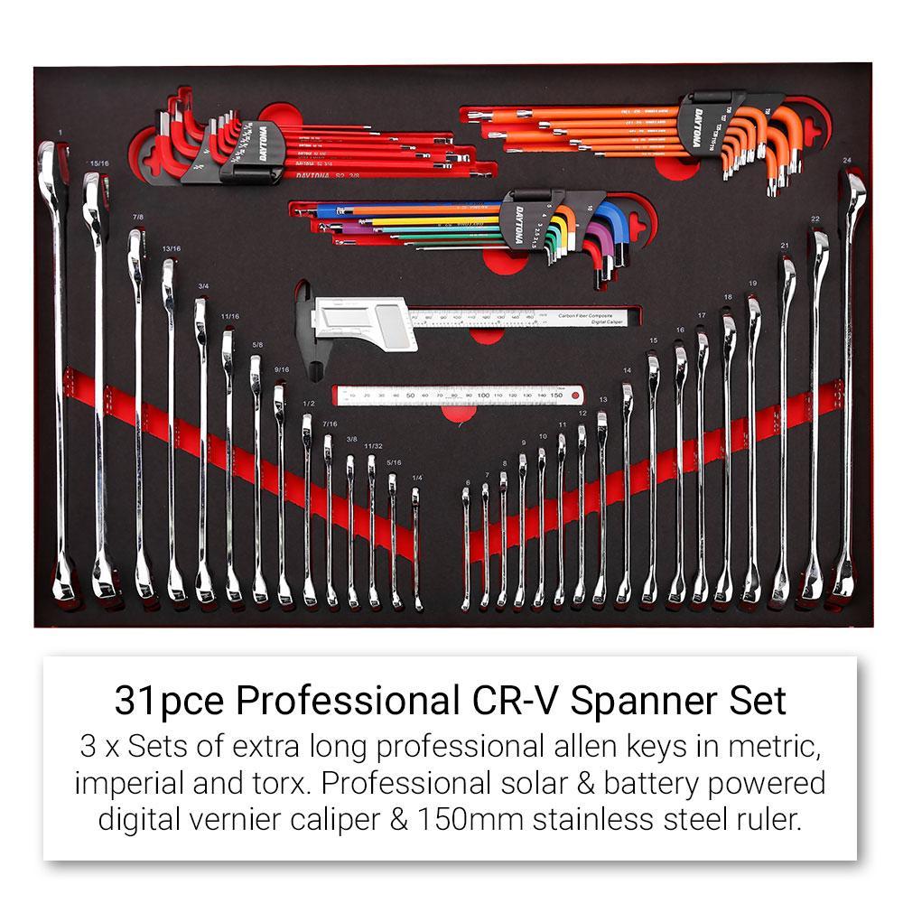 Daytona 655 Piece Mechanical Tool Set with 43" 12 Drawer Red Roller Cabinet
