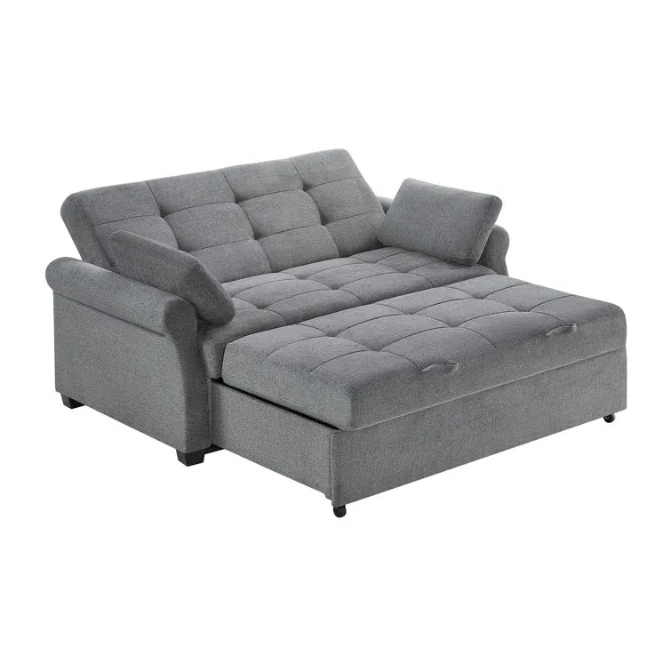 Serta Sabrina 73" Queen Rolled Arm Tufted Back Convertible Sleeper Sofa with Cushions (Dark Gray)