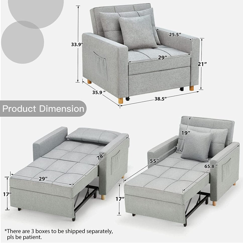 🔥 40 Inch 3-in-1 Convertible Chair Bed,Sofa Bed.