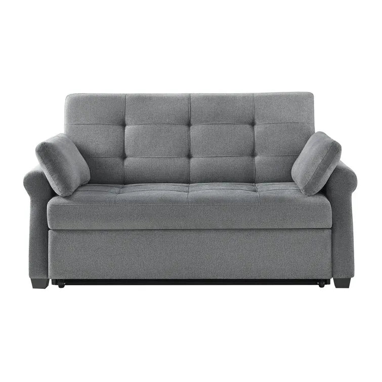 Serta Sabrina 73" Queen Rolled Arm Tufted Back Convertible Sleeper Sofa with Cushions (Dark Gray)
