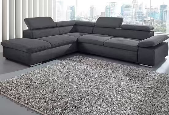 Valantine L-shaped corner sofa (Luxury microfiber ALTARA NUBUCK® with bed function)