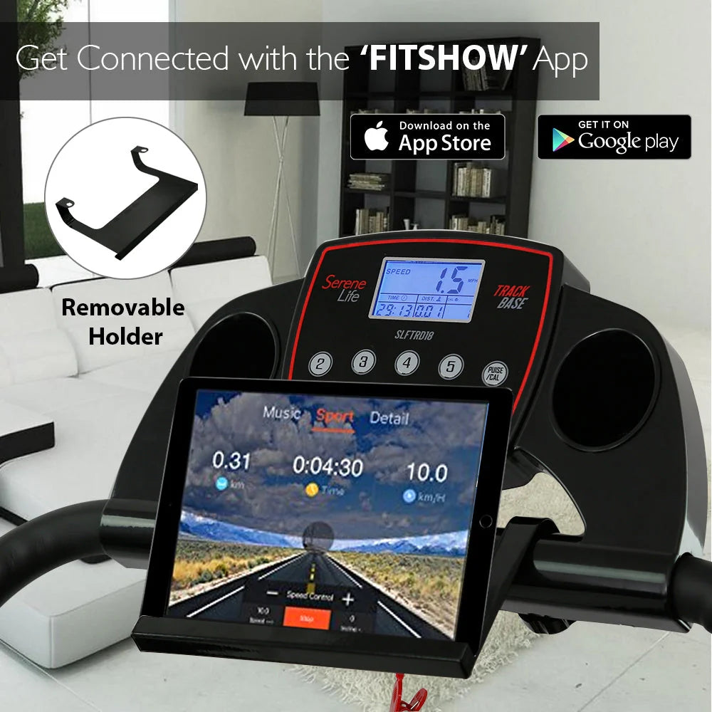Electric Folding Treadmill, Compact Design, Bluetooth, 12 Modes
