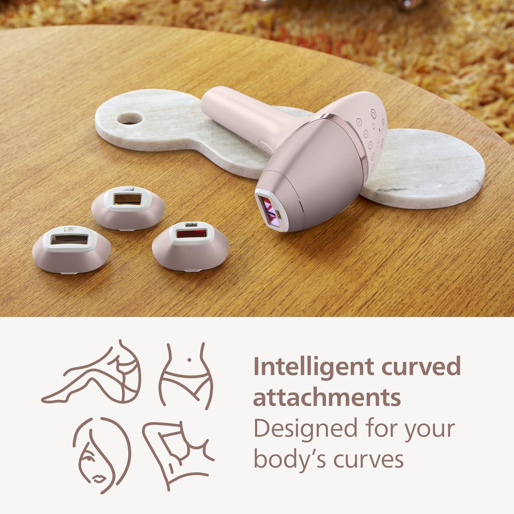 Philips Lumea 9000 IPL Hair Removal – At-Home Laser Alternative with SenseIQ, 4 Attachments for Body & Face, Cordless & Corded (BRI957/00)