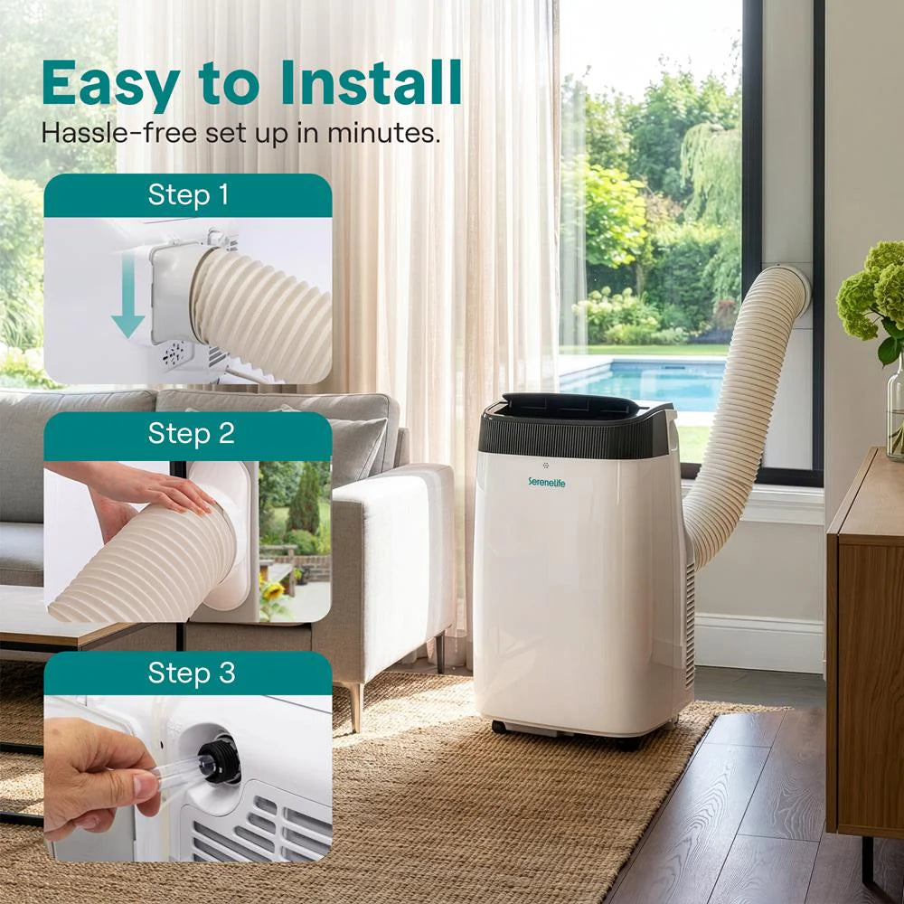 Portable Air Conditioner 10,000 BTU Efficient Cooling Dehumidifier White