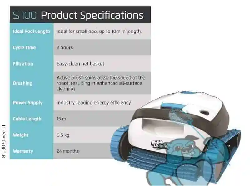 Dolphin S100 Automatic Pool Robot Cleaner (For Residential Pools)