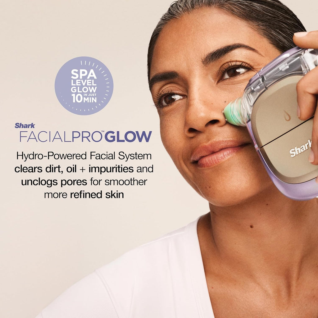 Shark FacialPro Glow at-Home Hydro-Powered Facial System with DePuffi Hot & Cold Therapy – Professional Spa Skincare Device for Pore Cleansing, Hydration, & Radiant Glow, Blue, FH320