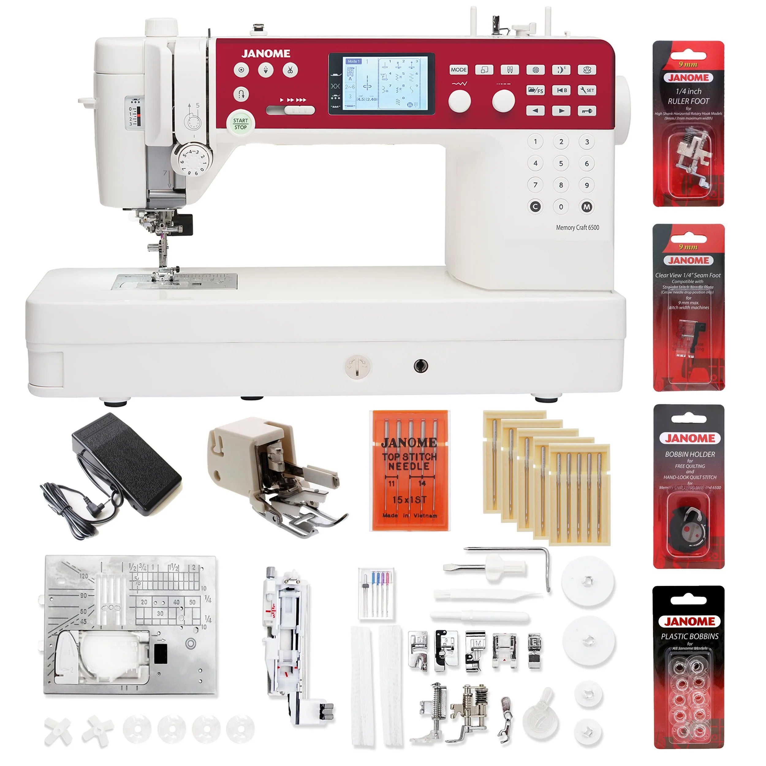Janome Memory Craft 6650 Sewing Machine with Bonus Quilting Bundle