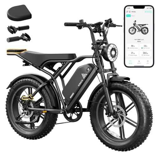 TST Electric Bike for Adults, 1500W Peak Brushless Motor 28 MPH 60 Miles/110 Miles Fat Tire E Bike with 48V 15Ah/ 25Ah Removable Battery 20" Electric Dirt Bike Hydraulic Suspension and 7-Speed