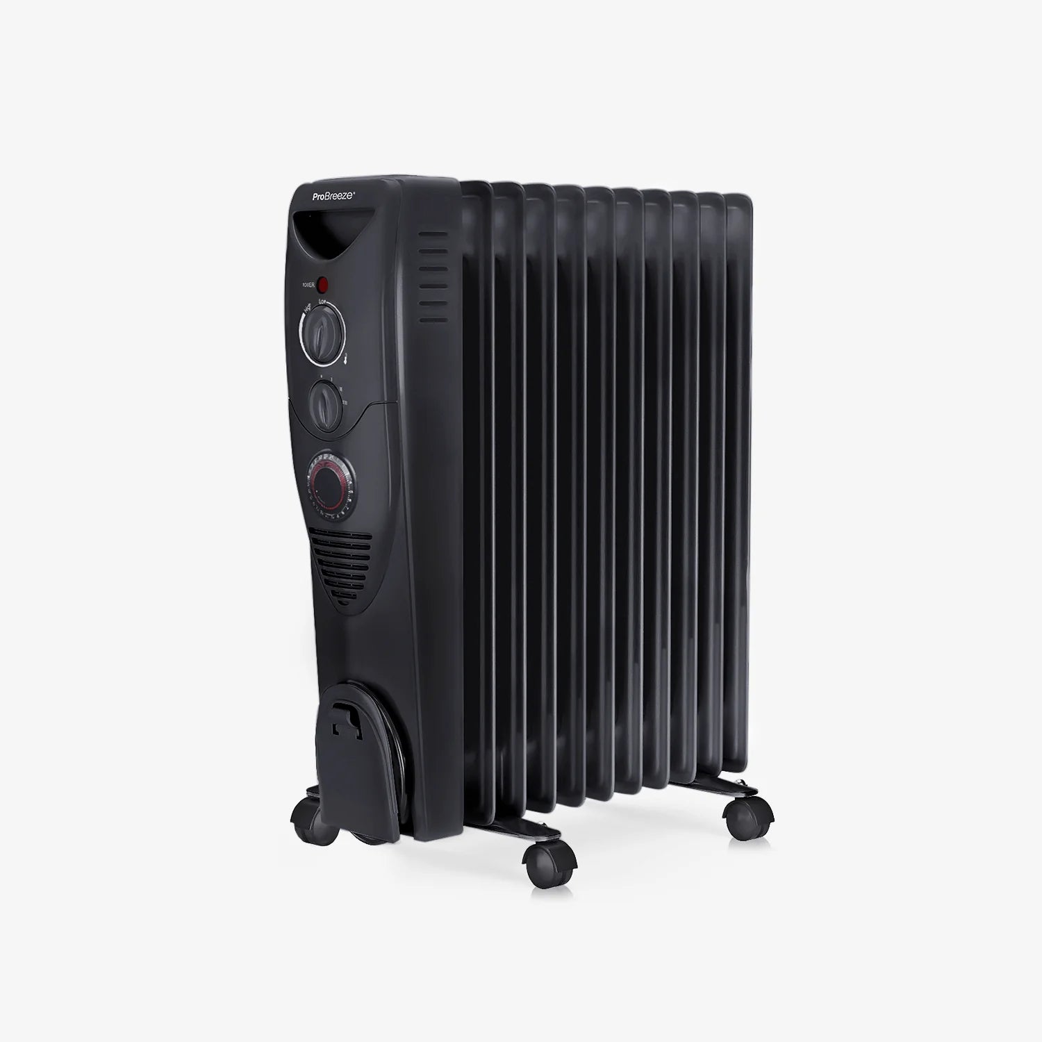 2500W Oil Filled Radiator Heater with 11 Fins - Black