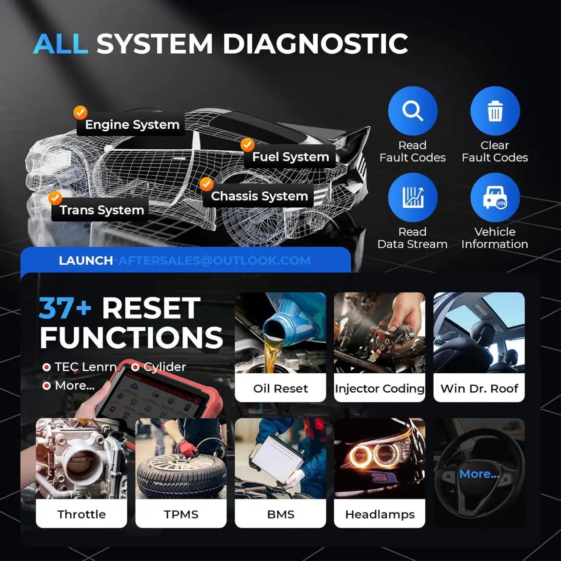 Launch X431 V+ 5.0 Scan Tool with CANFD 2025 Connector, 37 Reset and OE Level Diagnostics