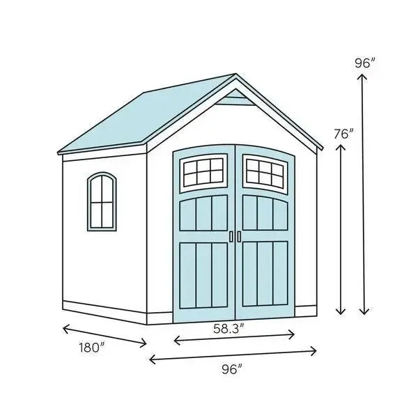 8' wide x 15' deep plastic storage shed
