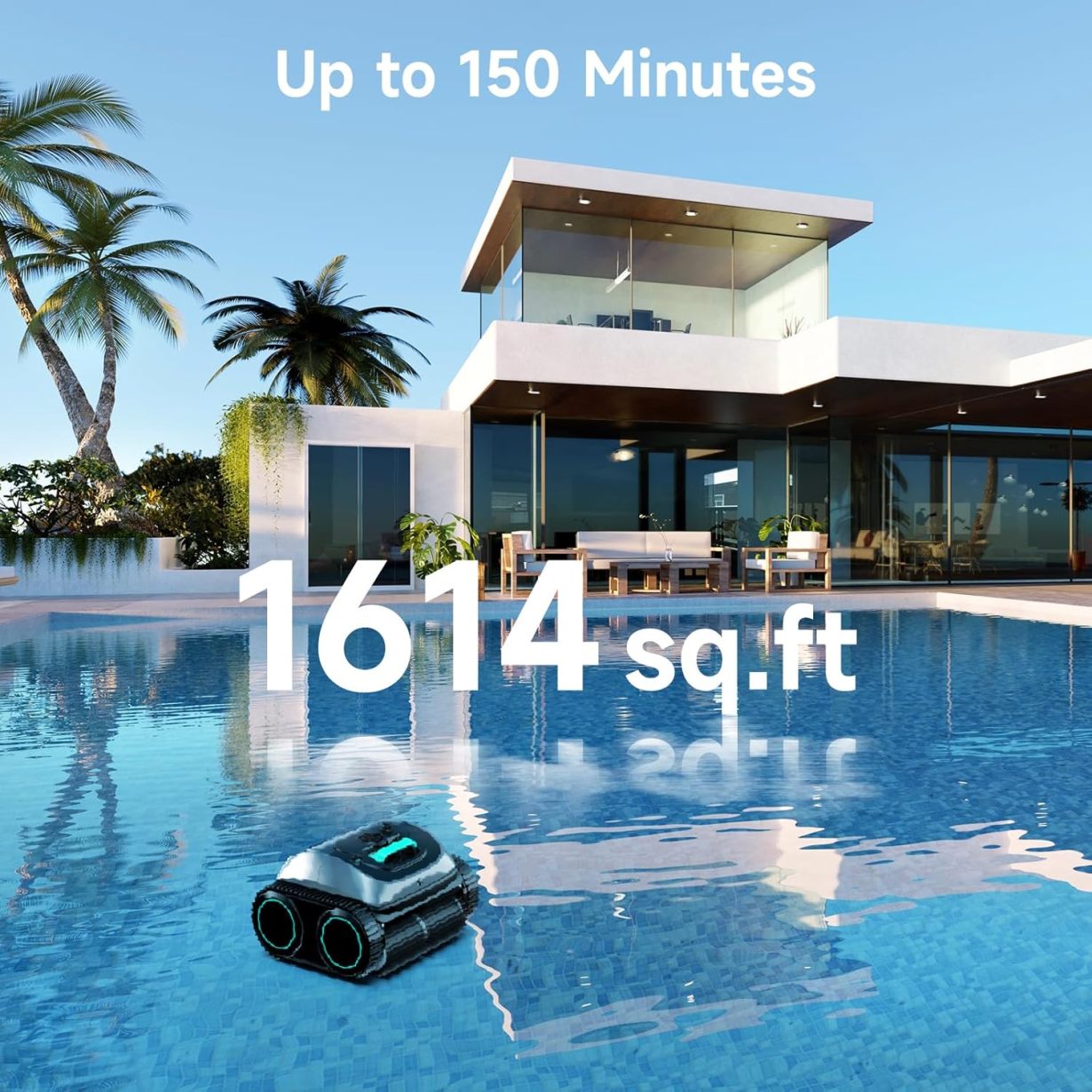 (2025 Upgrade) WYBOT C1 Pool Robot Vacuum for Inground Pools, 4-in-1 Cordless Robotic Pool Cleaner Lasts 150min, Triple-Motor up to 1,614 Sq.ft, Smart APP Support, Auto Wall & Waterline Cleaning