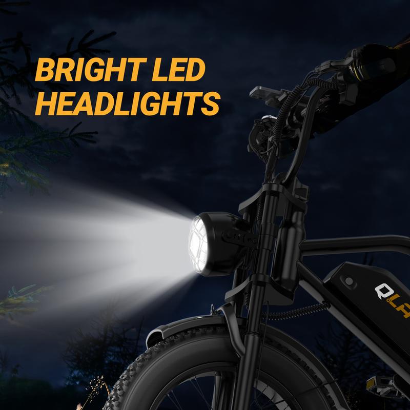 【VOLTVOGUE-Qlaway 】Electric Bike, Peak Power 1500W, Full Suspension, Top Speed 31 MPH, Range 40-70 Miles, 48V 18Ah Removable Battery, 2-Seater Design, LED Headlights, 20-Inch All-Terrain Fat Tires, UL 2849 Certified. Ebike Electric Motorcycle